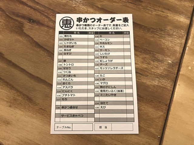 注文はオーダー表で